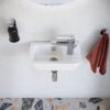 VitrA Compacte Keramische Fontein Wastafel 37x22 cm met Kraangat Rechts Wit