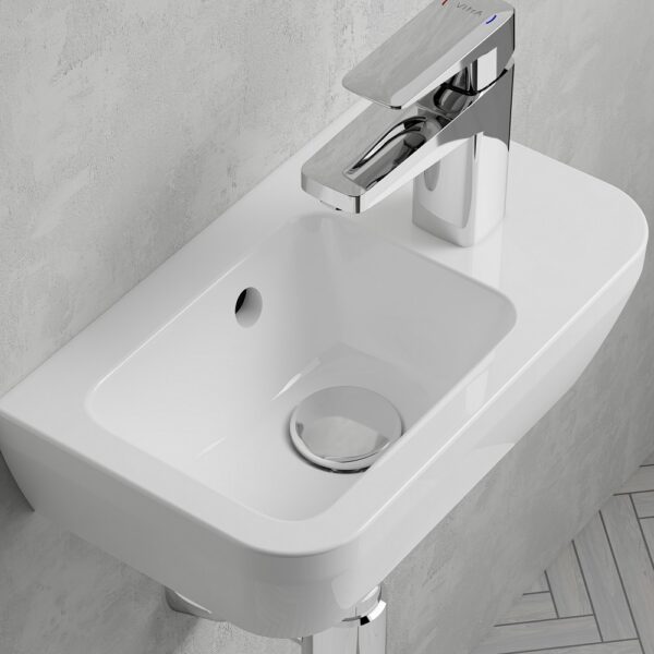 VitrA Compacte Keramische Fontein Wastafel 37x22 cm met Kraangat Rechts Wit