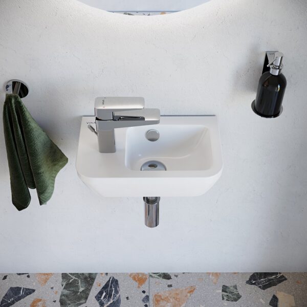 VitrA compacte keramische wastafel met kraangat links 37x22 cm Wit