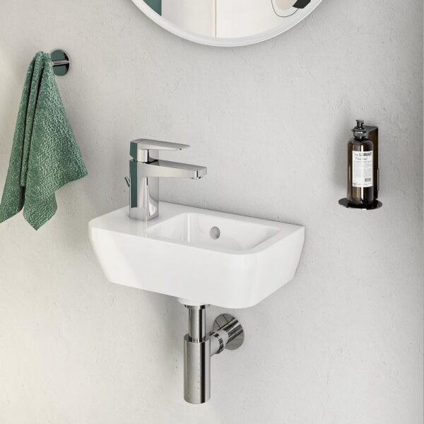 VitrA compacte keramische wastafel met kraangat links 37x22 cm Wit