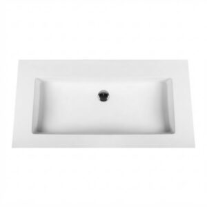 Solid Surface Wastafel 57 x 45,5 cm Mat Wit Zonder Kraangat - 11 mm Dunne Rand - Moderne Badkamer Wastafel