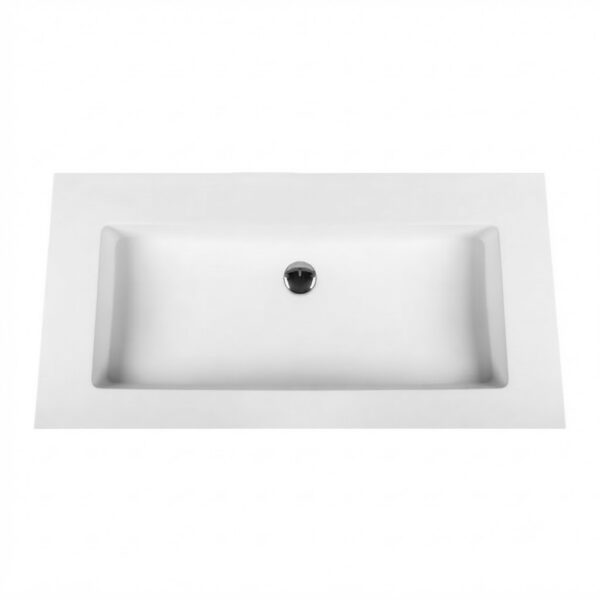 Solid Surface Wastafel 57 x 45,5 cm Mat Wit Zonder Kraangat - 11 mm Dunne Rand - Moderne Badkamer Wastafel