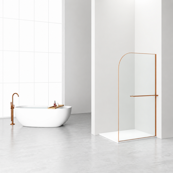 Curvy Inloopdouche met Handdoekhouder 120 x 200 cm Geborsteld Koper