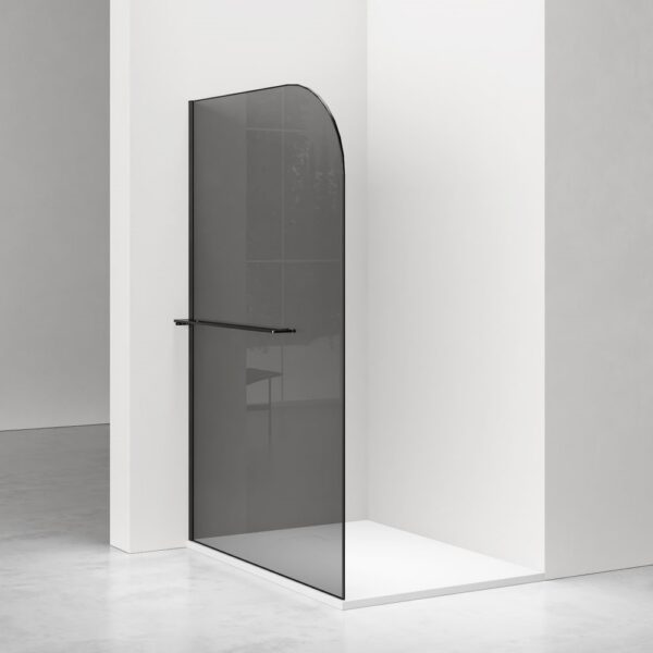 Curvy Inloopdouche met Handdoekhouder 120 x 200 cm Mat Zwart