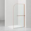 Curvy Inloopdouche met Handdoekhouder - 120 x 200 cm - Geborsteld Koper - Helder 8 mm Veiligheidsglas