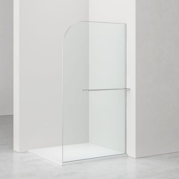 Curvy Inloopdouche met Handdoekhouder - 120 x 200 cm - Chroom - Helder 8 mm Veiligheidsglas