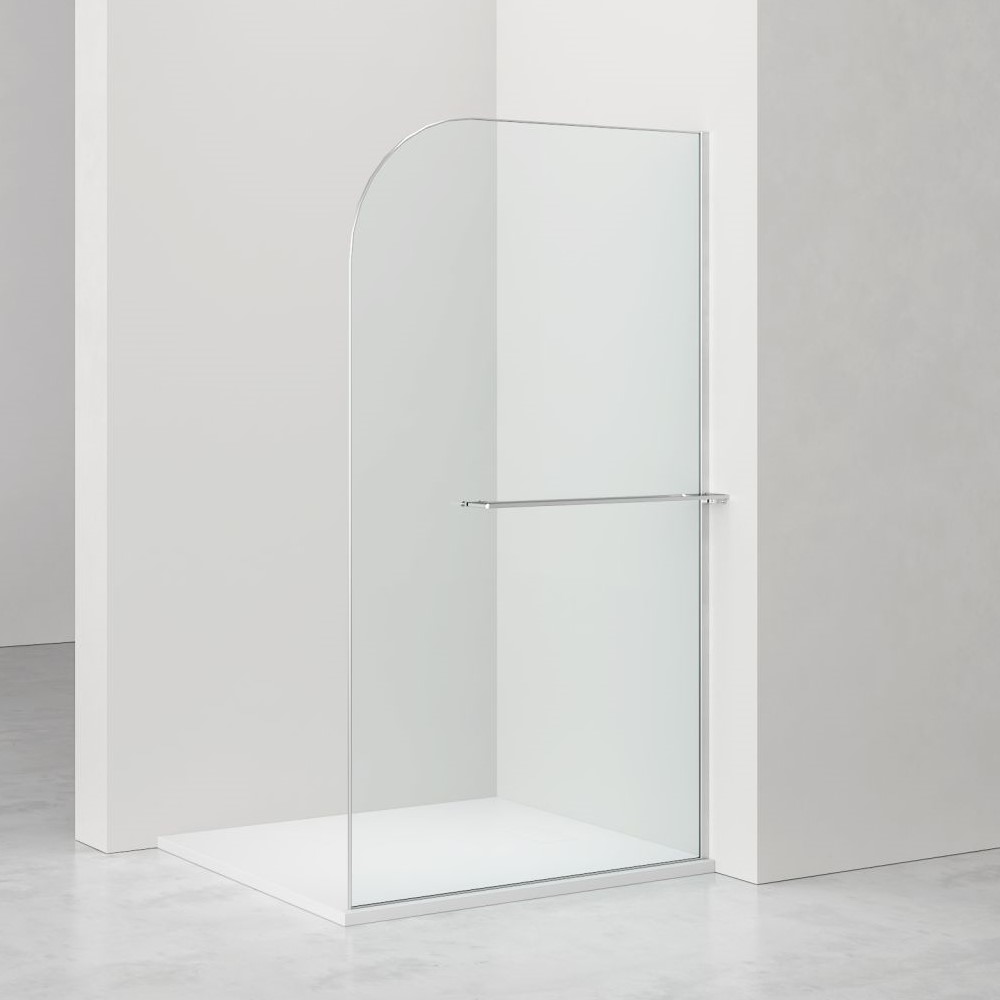 Curvy Inloopdouche met Handdoekhouder - 120 x 200 cm - Chroom - Helder 8 mm Veiligheidsglas