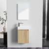 Mikaro Toiletmeubelset 40 cm Licht Eiken Fontein Glans Wit Spiegel met Lijst Complete Toiletruimte Set