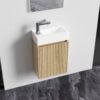 Mikaro Toiletmeubelset 40 cm Licht Eiken Fontein Mat Wit Spiegel met Lijst