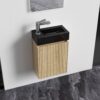 Mikaro Toiletmeubelset 40 cm Licht Eiken Fontein Mat Zwart
