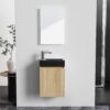 Mikaro Toiletmeubelset 40 cm Licht Eiken Fontein Mat Zwart