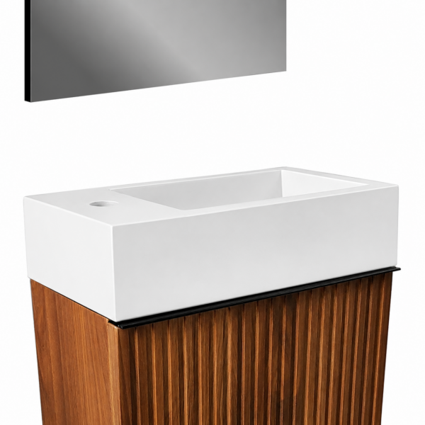 Mikaro Toiletmeubelset 40 cm Walnoot Fontein Glans Wit