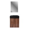 Mikaro Toiletmeubelset 40 cm Walnoot Fontein Mat Zwart Spiegel met Lijst Complete Toiletruimte Set