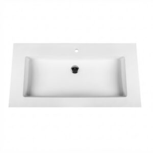 Solid Surface Wastafel 77 x 45,5 cm Mat Wit met Kraangat 11 mm Dunne Rand Moderne Badkamer Wastafel