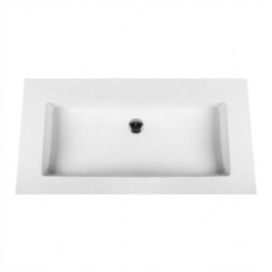 Solid Surface Wastafel 99 x 45,5 cm Mat Wit Zonder Kraangat 11 mm Dunne Rand Moderne Badkamer Wastafel