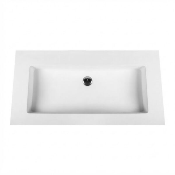 Solid Surface Wastafel 99 x 45,5 cm Mat Wit Zonder Kraangat 11 mm Dunne Rand Moderne Badkamer Wastafel