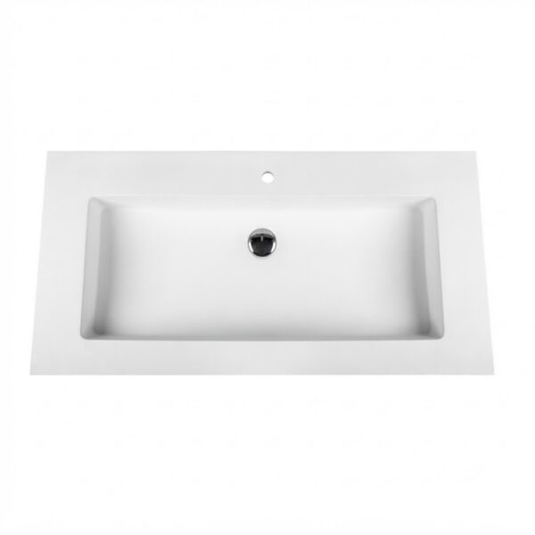Solid Surface Wastafel 99 x 45,5 cm Mat Wit met Kraangat 11 mm Dunne Rand Moderne Badkamer Wastafel