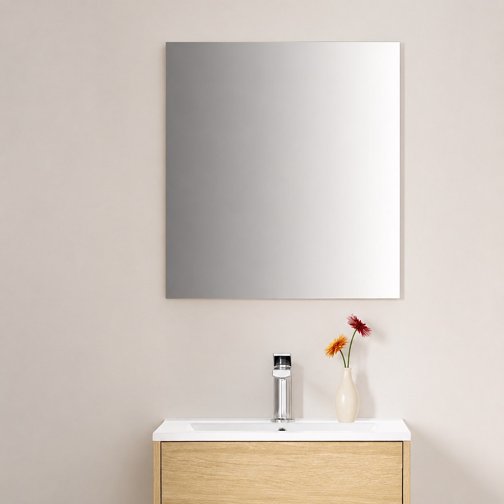 Hayat Badkamerspiegel 57 x 60 cm - 2 cm Dik - Spiegelglas met Eiken Lijst