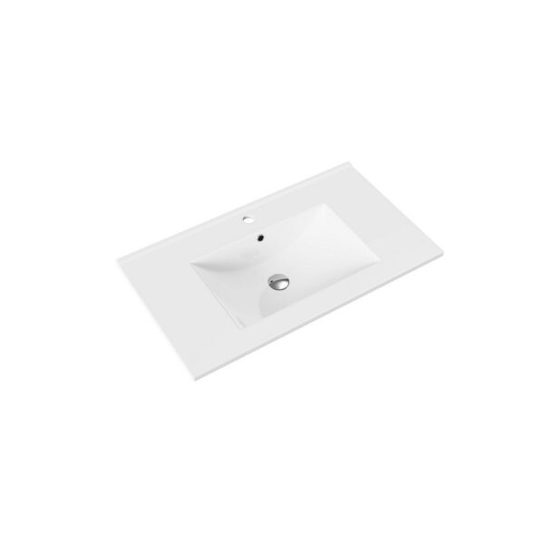 Hayat Wastafel 80 x 45 cm Kunstmarmer Glanzend Wit 1 Wasbak Kraangat