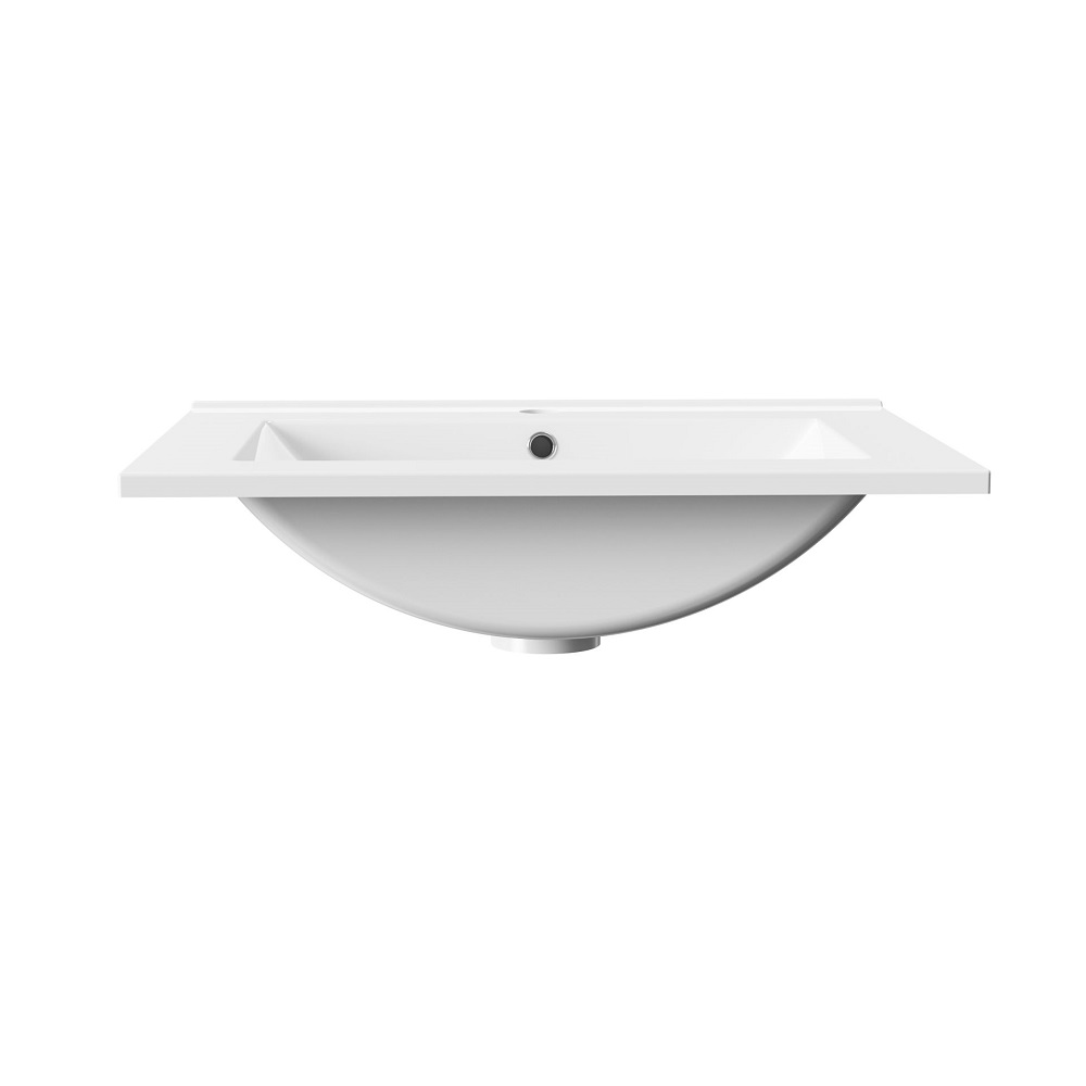 Hayat Wastafel 60 x 45 cm - Kunstmarmer - Glanzend Wit - 1 Wasbak - Kraangat - Overloop