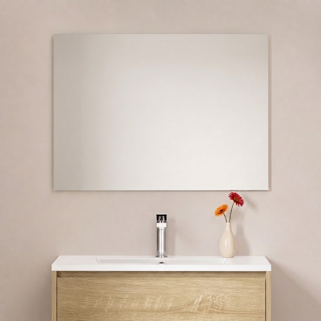 Hayat Badkamerspiegel 76 x 60 cm - 2 cm Dik - Spiegelglas met Eiken Lijst