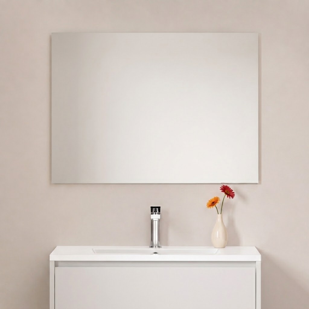 Hayat Badkamerspiegel 76 x 60 cm - 2 cm Dik - Spiegelglas met Glanzend Witte Lijst