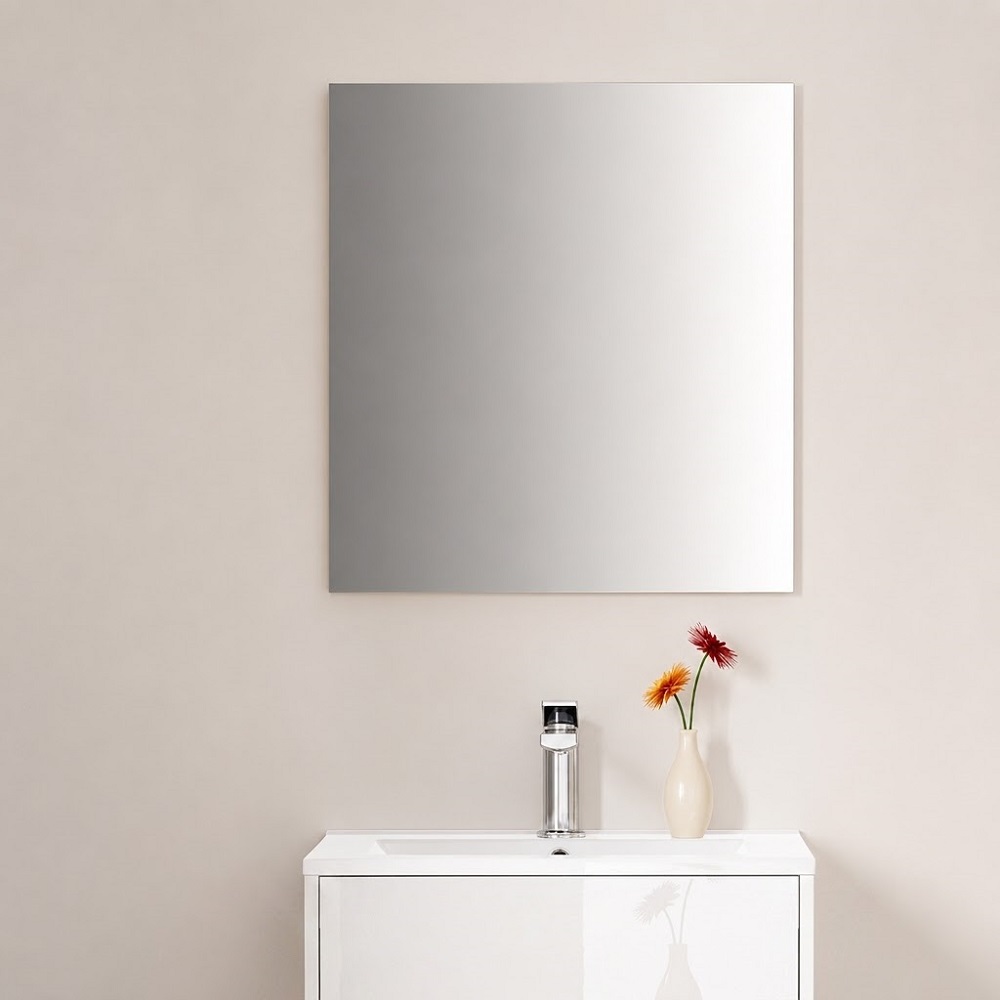 Hayat Badkamerspiegel 57 x 60 cm - 2 cm Dik - Spiegelglas met Glanzend Witte Lijst