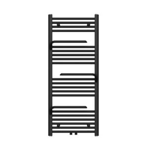 Handdoekradiator Met 3 Handdoekhouders - Mat Zwart 120 x 50 cm - 1699 Watt - Links/Rechts of Middenaansluiting - Design Badkamerradiator
