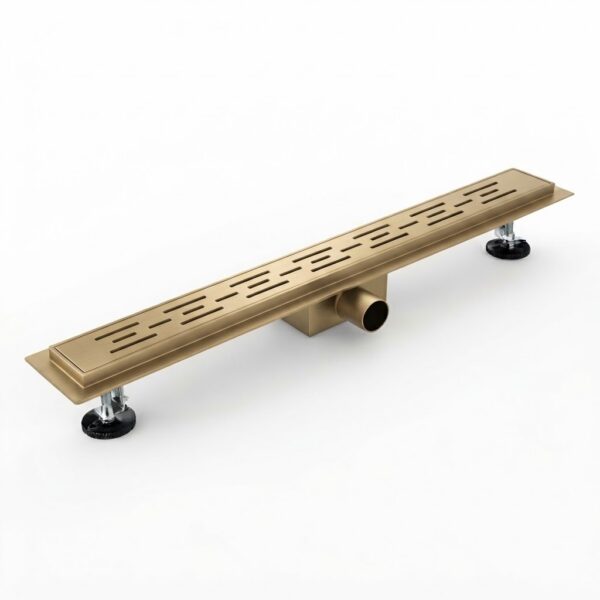 Complete Douchegoot 70 cm Bruin Brons met Rooster RVS Lineaire Doucheafvoer voor Inloopdouche