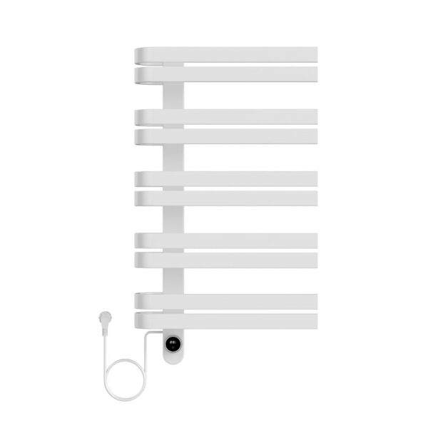 Elektrische Handdoekdroger Smart WiFi - Glanzend Wit 90 x 50 cm - 225 Watt - Linkeraansluiting - Design Badkamerradiator