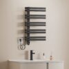 Elektrische Handdoekdroger Smart WiFi Mat Zwart 90 x 50 cm 225 Watt Linkeraansluiting Design Badkamerradiator BEZWFDS900500 amb