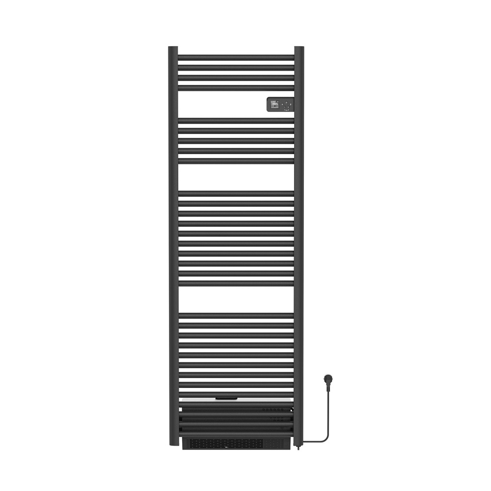 Elektrische Handdoekradiator Met Blower 1850W - Smart WiFi - Digitale Programmeerbare Thermostaat - 164 x 54 cm - Mat Zwart