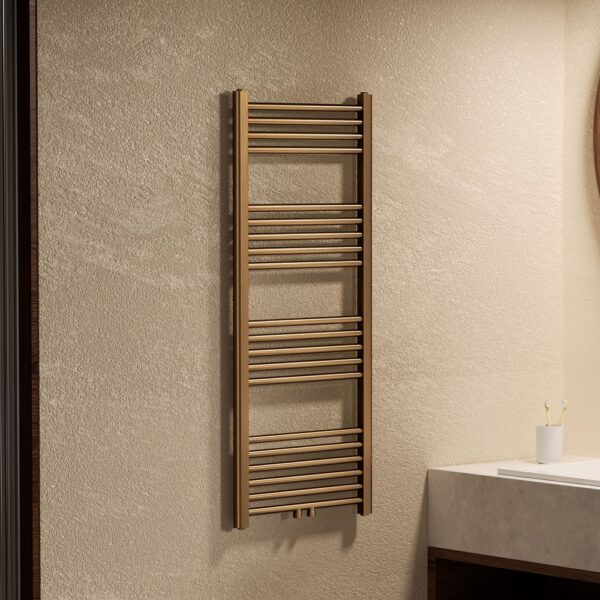Handdoekdroger Geborsteld Bruin Brons 120 x 50 cm 537 Watt Links Rechts of Middenaansluiting Design Badkamerradiator