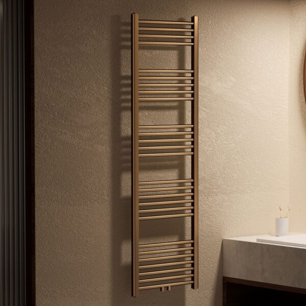 Handdoekdroger Geborsteld Bruin Brons 160 x 50 cm 721 Watt Links Rechts of Middenaansluiting Design Badkamerradiator