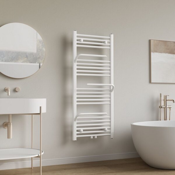 Handdoekradiator Met 3 Handdoekhouders Glanzend Wit 120 x 50 cm 1699 Watt