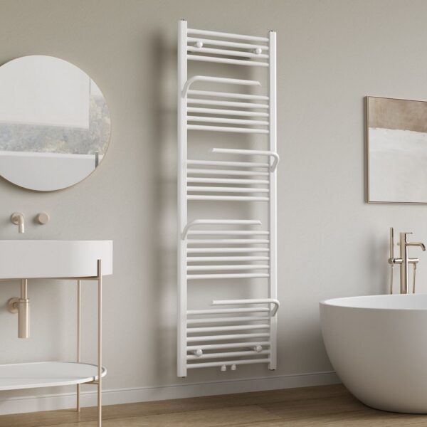 Handdoekradiator Met 3 Handdoekhouders Glanzend Wit 160 x 50 cm 2282 Watt