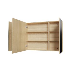 Hayat Spiegelkast 120 cm Eiken 3 Asymmetrische Spiegeldeuren 6 Verstelbare Legplanken