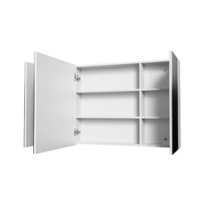 Hayat Spiegelkast 120 cm Glanzend Wit 3 Asymmetrische Spiegeldeuren 6 Verstelbare Legplanken