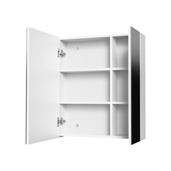 Hayat Spiegelkast 60 cm Glanzend Wit 2 Asymmetrische Spiegeldeuren 4 Verstelbare Legplanken