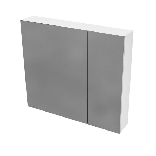 Hayat Spiegelkast 80 cm Glanzend Wit 2 Asymmetrische Spiegeldeuren
