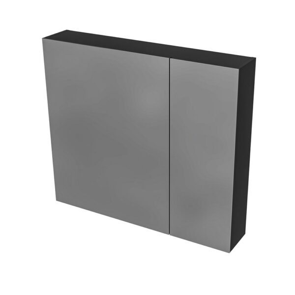 Hayat Spiegelkast 80 cm Mat Zwart 2 Asymmetrische Spiegeldeuren