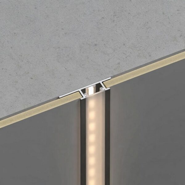 Tussenprofiel Bamboe Wandpaneel 5 mm - Zwart met LED-kanaal - Aluminium - 3 Meter