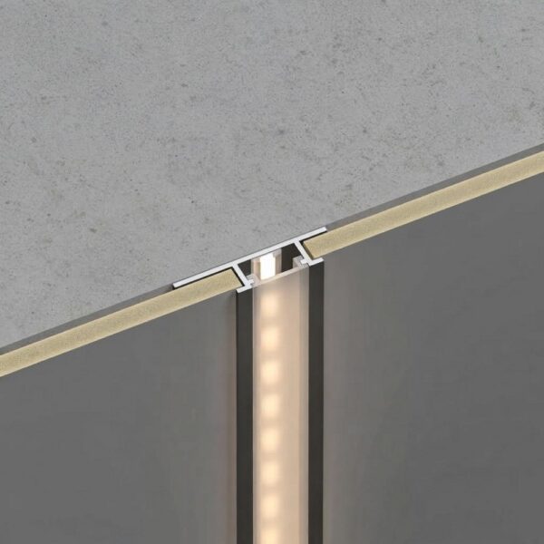 Tussenprofiel Bamboe Wandpaneel 8 mm - Zwart met LED-kanaal - Aluminium - 3 Meter