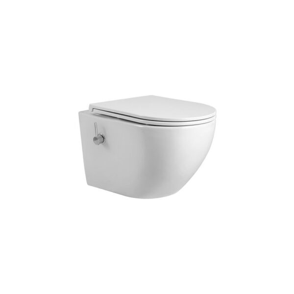 Pro Hangtoilet met Bidet - Randloos - Koud & Warm Water - Duroplast SoftClose & Quick Release - Glanzend Wit