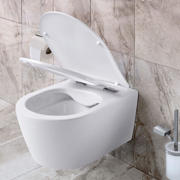 Pro Compact Hangtoilet 49 cm Randloos Duroplast SoftClose & Quick Release Mat Wit PRO6514 amb