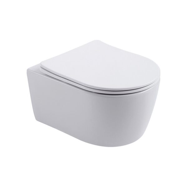 Pro Compact Hangtoilet 49 cm Randloos Duroplast SoftClose & Quick Release Mat Wit PRO6514b