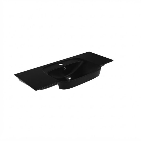 Creavit Saily Wastafel 100 cm - Houtskool Zwart - Keramiek - 1 Wasbak - 1 Kraangat - Met Aflegvlak - 1
