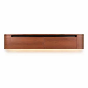 VELORA Japandi TV Meubel 182 cm Brons Eiken 2 Deurs Zwevend TV Meubel met LED Verlichting