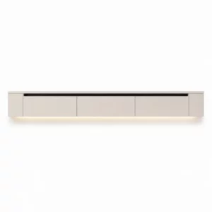 VELORA Japandi TV Meubel 240 cm - Beige - 3 Deurs Zwevend TV-Meubel met LED Verlichting