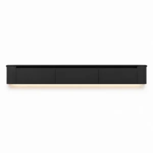 VELORA Japandi TV Meubel 240 cm Mat Zwart 3 Deurs Zwevend TV Meubel met LED Verlichting